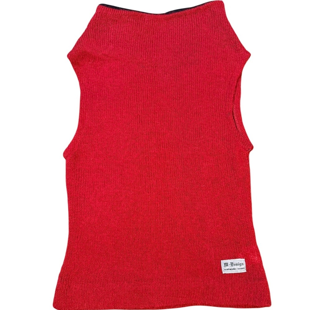 Icelandic M-Design Fleece Neck Lined 100% Sheep Wool Sweater‎ Vest Red Womens S